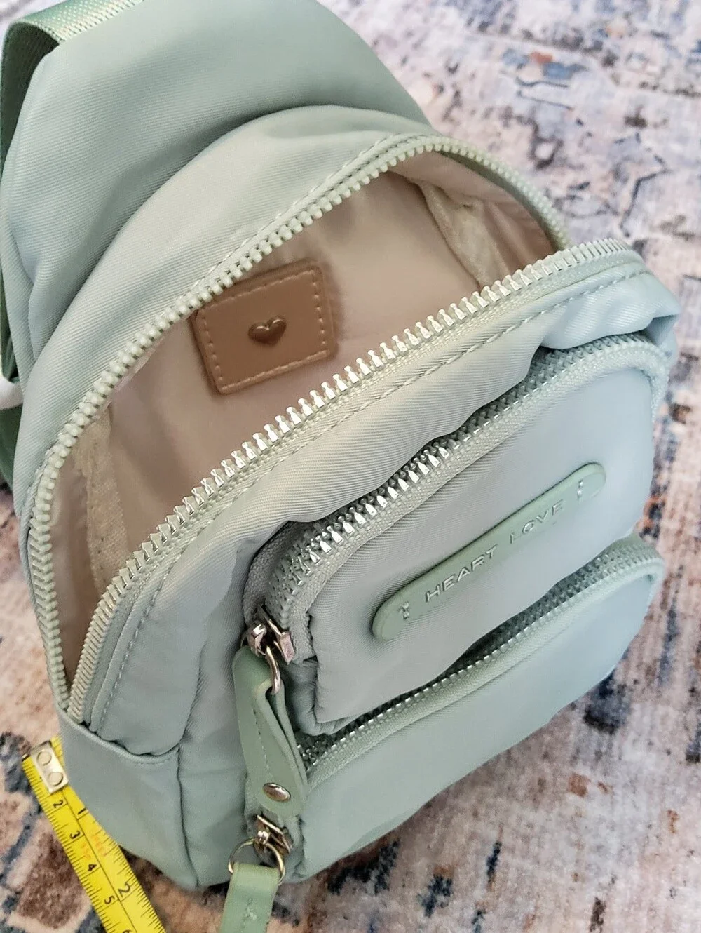 Mint Green Chest Crossbody Backpack Heart Love By CHARO Mini Backpack
